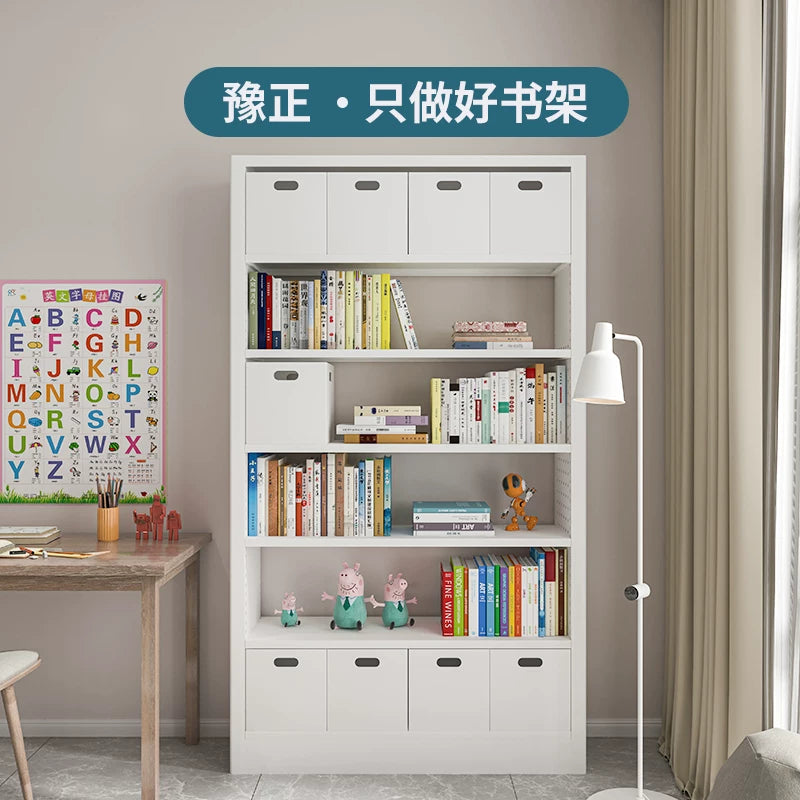 Yuzheng Narrow Steel Bookshelf for Living Room, Space-Saving Multi-Height Library Bookcase