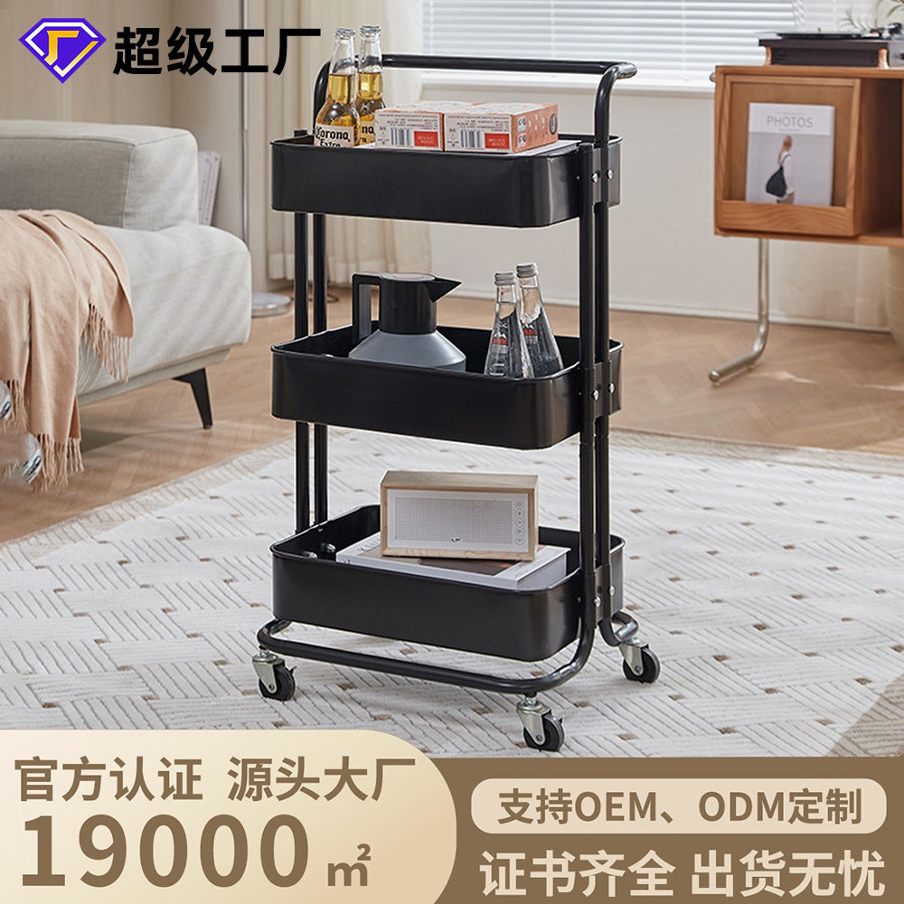 Multi-layer Storage Cart with Wheels for Kitchen, Bathroom, and Nursery