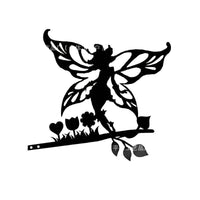 Fairy Garden Metal Silhouette Sculpture for Outdoor Yard Decor