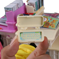 Miniature Classroom Desk and Chair Set with Stationery for Kids' Pretend Play