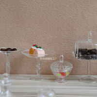 Miniature Dollhouse Glass Cake Dessert Display Dome Fruit Plate Ice Cream Cup