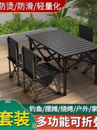 Portable Outdoor Folding Table with Chairs and Storage Bag for Camping Picnic