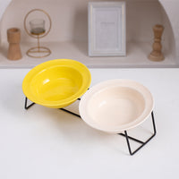 Macaron Ceramic Pet Bowl Set with Elevated Stand for Cats and Dogs, Anti-Vomit and Whisker Fatigue Design