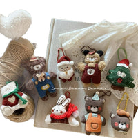 Korean Ins Style Cartoon Santa Bear Felt Keychain Bag Charm