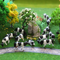 Farm Animal Model Set Black and White Cow Figurines