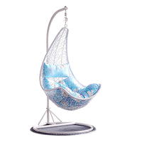 Indoor Balcony Rattan Hanging Basket Chair Single Person Cradle Swing Chair with Cushion and Carpet