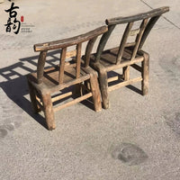 Vintage Wooden Backrest Chair Rustic Farmhouse Decor Prop