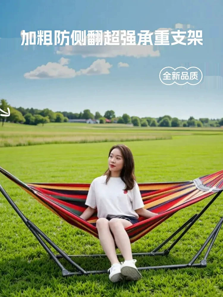 Portable Folding Hammock Stand with Anti-Tip Design for Outdoor Camping and Indoor Use