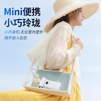 Portable Handheld Turbo Fan with LED Light and Multiple Nozzles, USB Rechargeable Mini Fan for Outdoor and Indoor Use