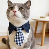 Pet Plaid Bandana Collar with Adjustable Tie for Cats and Small Dogs, Gentleman Style Photo Prop