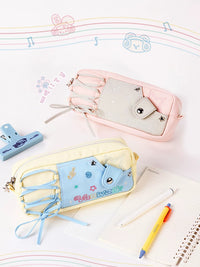 VANWALK Happy Band Portable Stationery Pouch with Zipper, Large Capacity Pencil Case