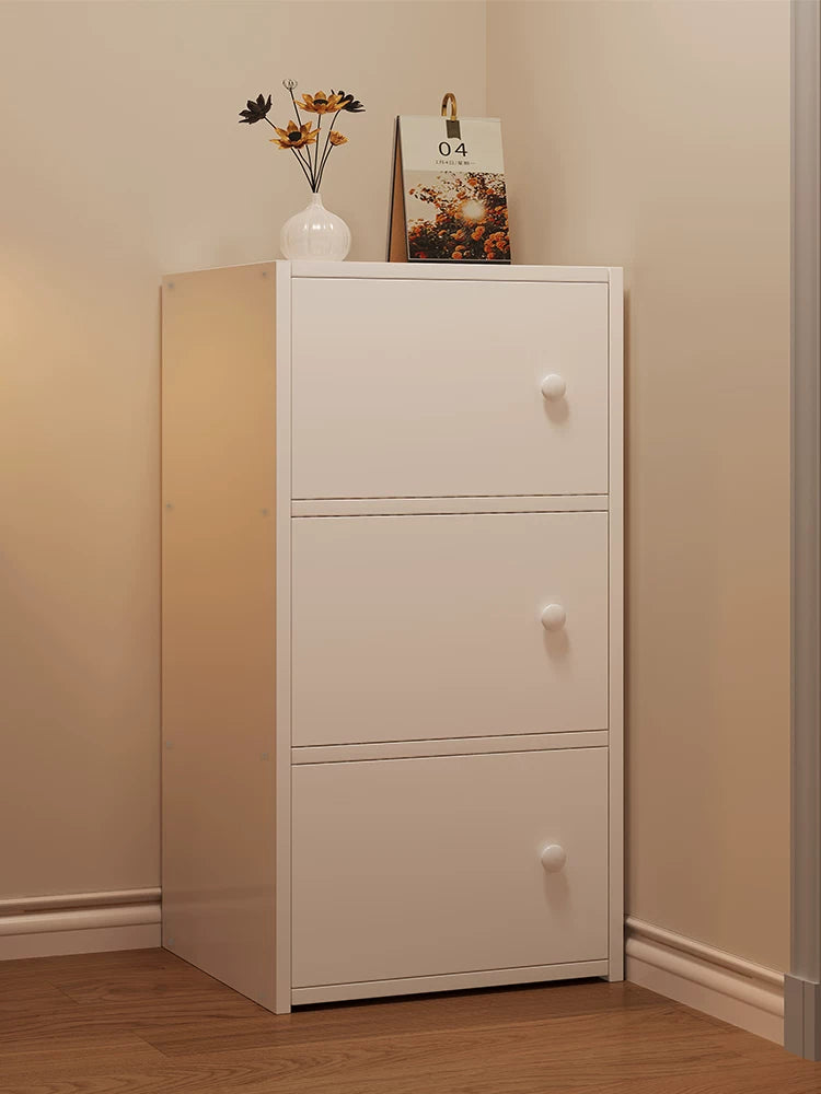 Slim Storage Cabinet with Doors, Freestanding Floor Shelf for Living Room Bedroom