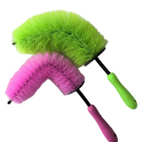 Car Wheel and Tire Cleaning Brush with Splash Guard, Hard Bristle Rim Detailing Brush