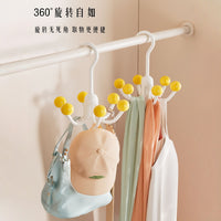 Rotating 6-Claw Hook Hanger for Cabinet Organization - Punch-Free Multi-functional Storage for Bags, Hats, and Underwear
