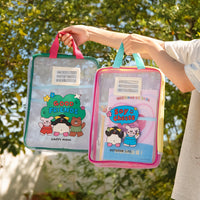 Transparent L-Shaped Zipper File Bag with Handle, Large Capacity Document Organizer for School Subjects
