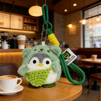 Cute Penguin Plush Keychain with Crossbody Bag and Sports Racket