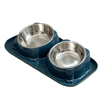 Double Stainless Steel Pet Bowl for Cats and Dogs, Non-Slip Tilted Food and Water Feeder