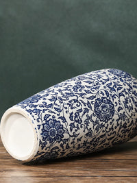 32CM Tall Vintage Blue and White Ceramic Vase for Hydroponics and Home Decor