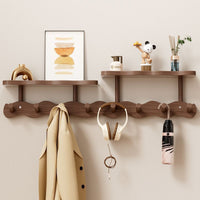 Wall-Mounted Solid Wood Coat Rack with Hooks for Entryway, Bedroom, or Door