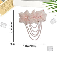 Embroidered Chiffon Flower Applique with Tassels for DIY Crafts, Brooches, Hair Accessories, and Garment Decoration