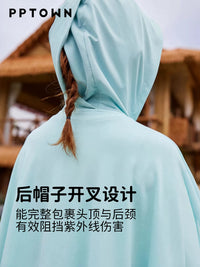 Girls' UV Protection Hoodie Jacket, Thin Ice Silk Sunscreen Coat for Kids, Quick Dry Outdoor Cape