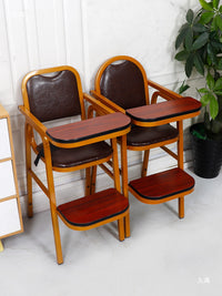 Adjustable Baby High Chair with PU Leather Seat for Home and Restaurant Use
