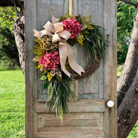 Hydrangea Wreath with Bow for Farmhouse Decor