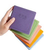 Portable Pocket Notebook with Leather Cover - Square Memo Pad for Notes and Reminders