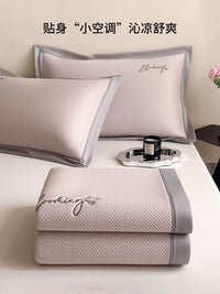 Summer Embroidered Ice Silk Cooling Mat 3-Piece Set for Beds