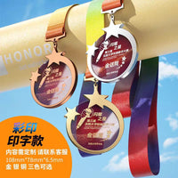 Colorful Metal Crystal Sports Medal for Football Basketball Badminton Marathon Dance Competitions