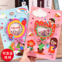 DIY Thank You Greeting Card Kit for Kids, Handmade 3D Creative Gift with Recording Function for Parents and Teachers