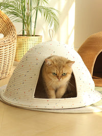 Enclosed Cat Tent Bed Winter Warm Cat House Removable Washable Scratch-Resistant for All Seasons