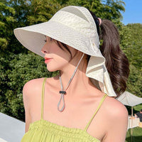 Women's Summer UV Protection Sun Hat with Wide Brim and Neck Flap for Outdoor Cycling