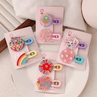 Korean Style Geometric Color Block Acrylic Hair Clips for Kids and Girls
