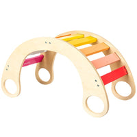 Kids Wooden Climbing Arch Rainbow Rocker and Walker Toy for Sensory Training