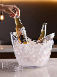 Acrylic Ice Bucket with Double Handles for Commercial and Home Bar Use, KTV Champagne and Beer Chiller