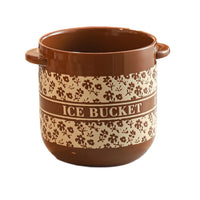 Vintage Ceramic Double-Handle Ice Bucket for Wine and Beer, Large Capacity Insulated Chiller for Parties