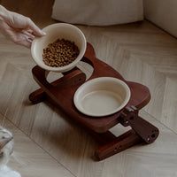 Peture Adjustable Height Ceramic Pet Bowl for Cats and Small Dogs, Double or Single Bowl Design