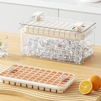 Press-Type Ice Cube Tray with Storage Bin, Food-Grade Silicone, 66/132 Grids
