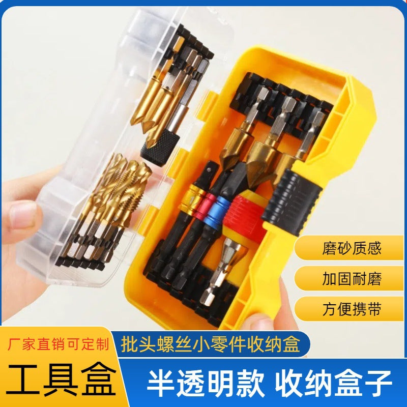 Portable Transparent Plastic Storage Box for Screwdriver Bits and Small Parts