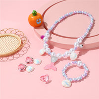 Kids' Dopamine Mermaid Tail Shell Necklace & Bracelet Jewelry Set