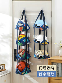 Multi-Layer Hanging Storage Bag for Sports Balls - Basketball, Football, Kids' Toys Organizer