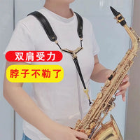 Saxophone Double Shoulder Strap for Alto Tenor Soprano Saxophone and EWI, Adjustable for Adults and Children