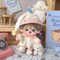 20cm Doll Clothes Cotton Doll Pajama Set Sitting Pose Outfit 4-Piece Set