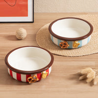 Hand-Painted Ceramic Pet Bowl for Cats and Dogs, Large Caliber Anti-Tip Design