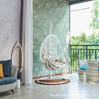 Outdoor Rattan Wicker Hanging Egg Chair with Stand, Single Person Swing Basket for Patio Balcony Garden