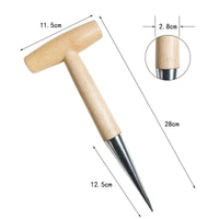 Wooden Handle Garden Dibber for Seeding, Transplanting, and Fertilizing
