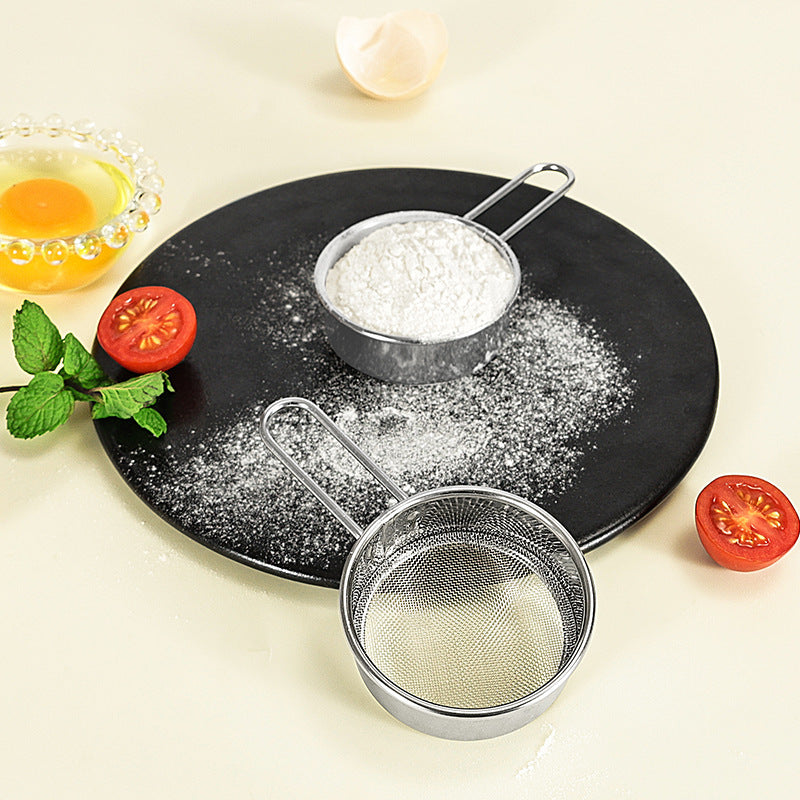 304 Stainless Steel Mini Powder Sifter 40 Mesh Filter Cocoa Powder Dispenser Baking Flour Sieve