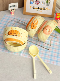 Cute Underglaze Ceramic Rice Bowl Cartoon Kids Heat-Resistant Individual Use