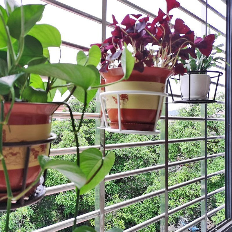 Balcony Railing Hanging Planter Basket Iron Art Flower Pot Holder for Indoor Outdoor Plants